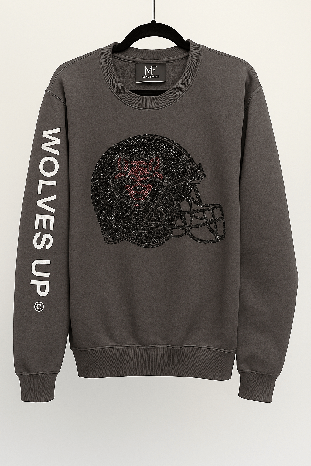 Game Day Sweatshirt, Crewneck Gray, Arkansas State Wolves Up Helmet
