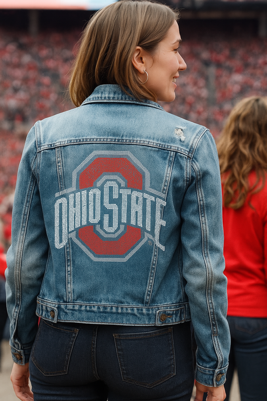 Game Day Jacket, Blue Denim, Ohio State O Red