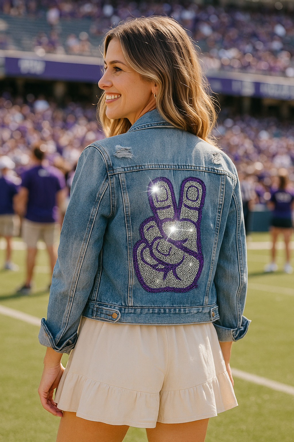 TCU Hand Mark Blue Denim Jacket