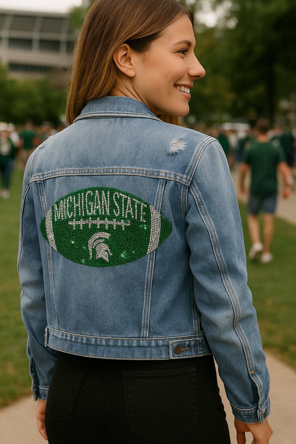 Michigan State Football Blue Denim Jacket