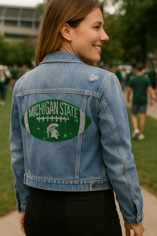 Michigan State Football Blue Denim Jacket