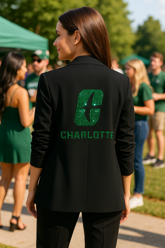 University of N Carolina-Charlotte C Black Ruched Sleeve Blazer