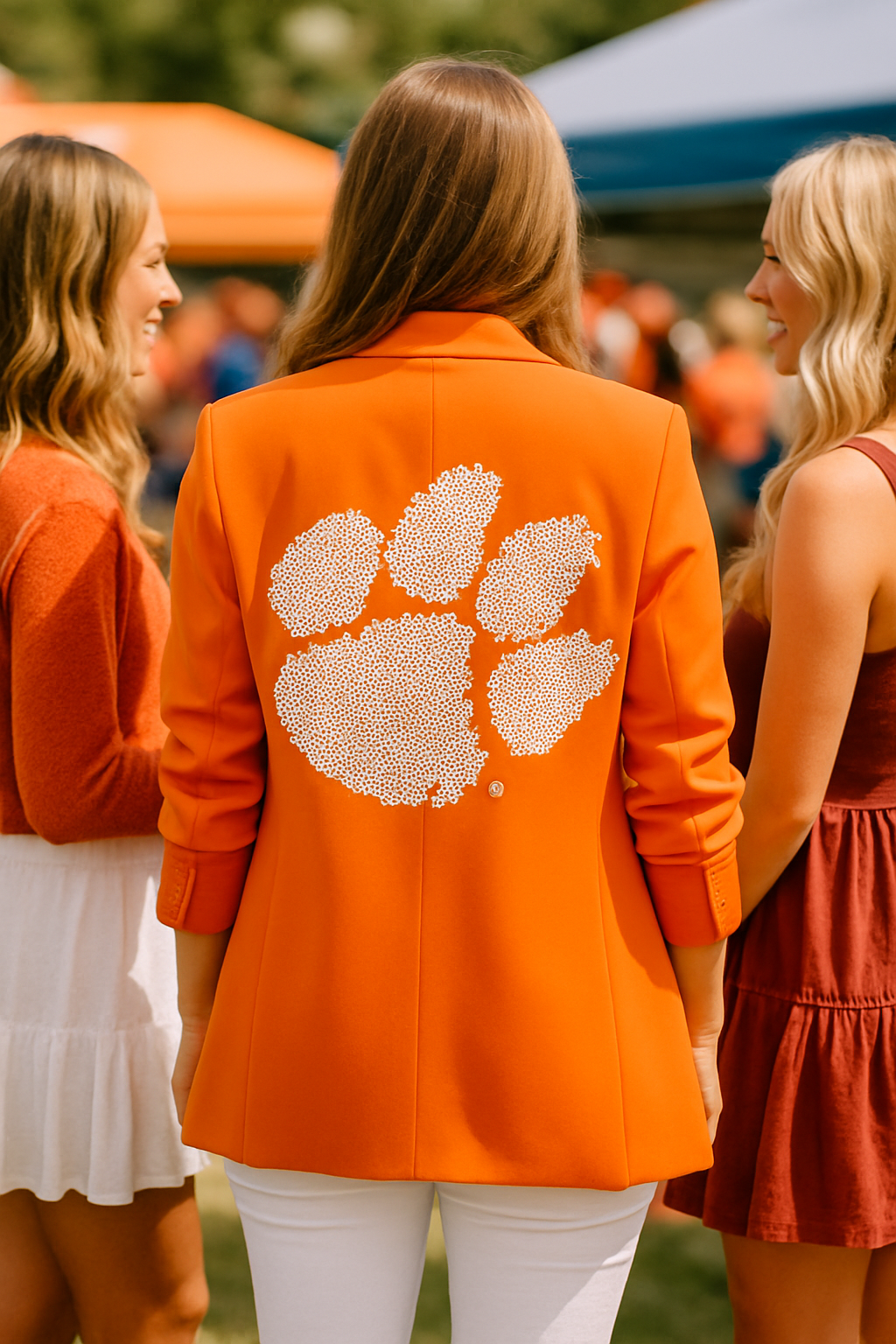 Clemson Paw Orange Ruched Sleeve Blazer