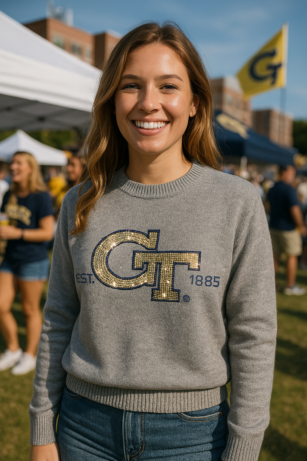Georgia Tech EST.1885 Gray Crewneck Sweater