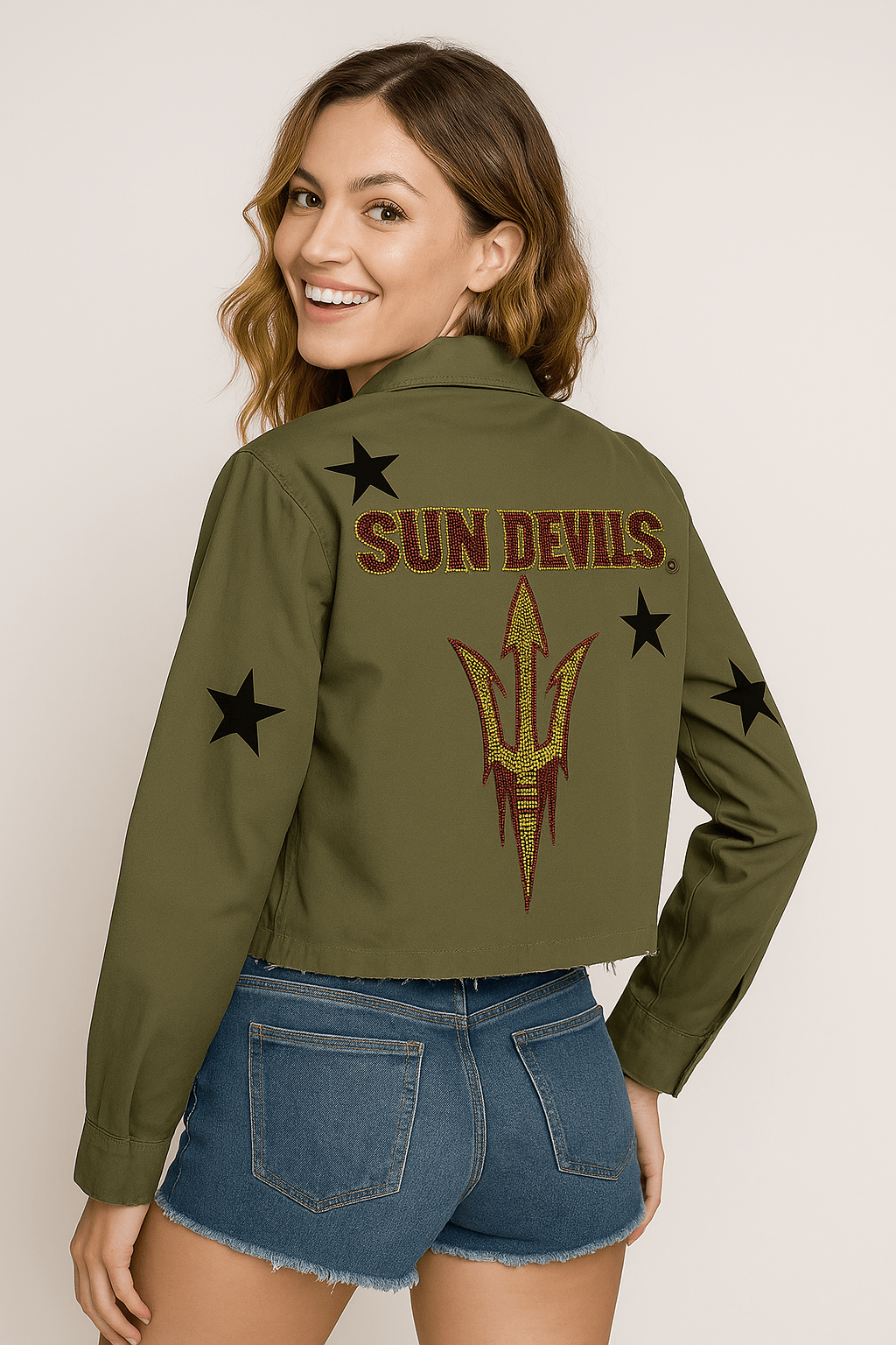 Arizona State Fork 'Em Sun Devils Army Green Shacket