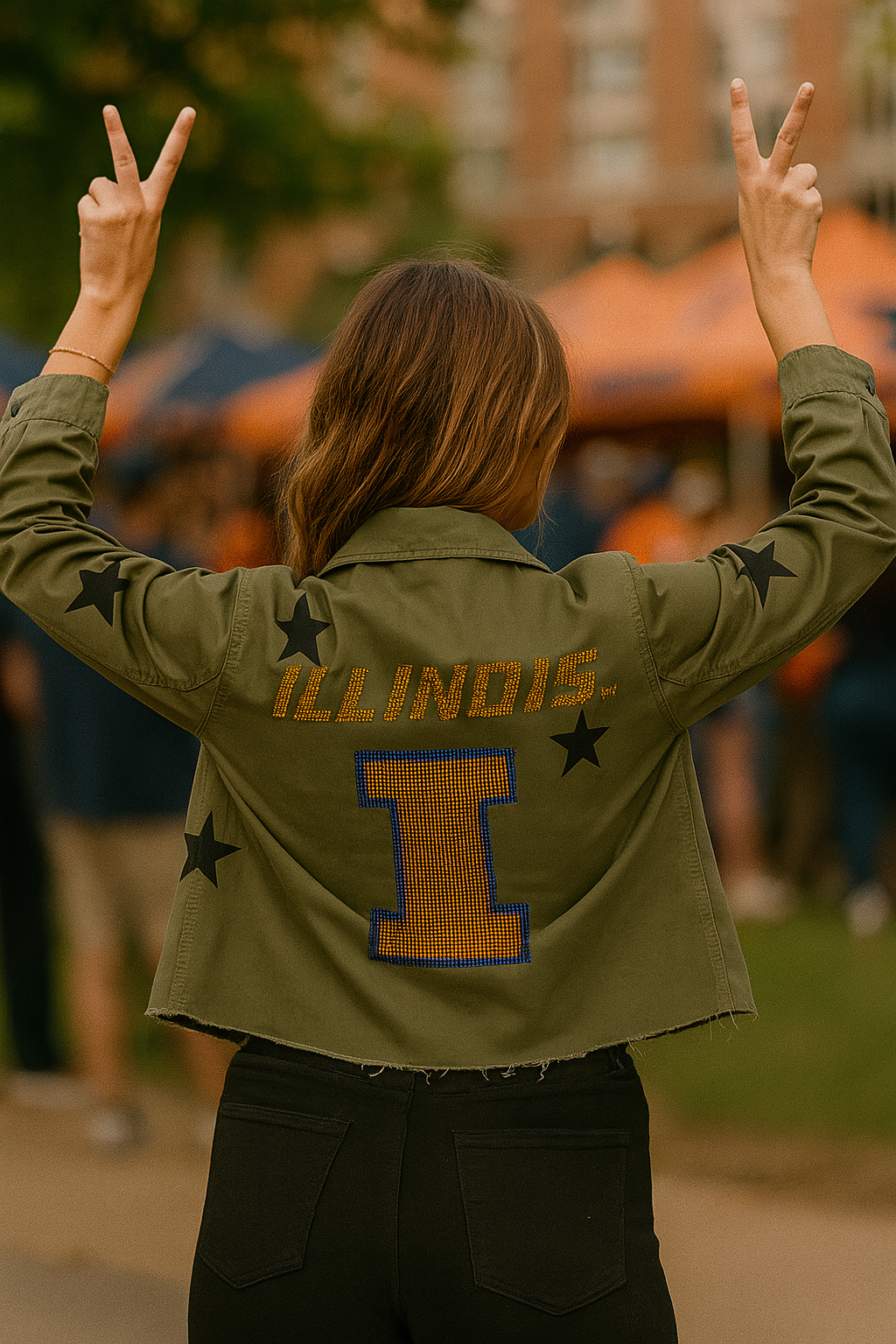 University of Illinois Block I Army Green Shacket