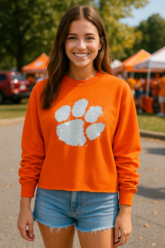 Clemson Paw Orange Crewneck Sweatshirt