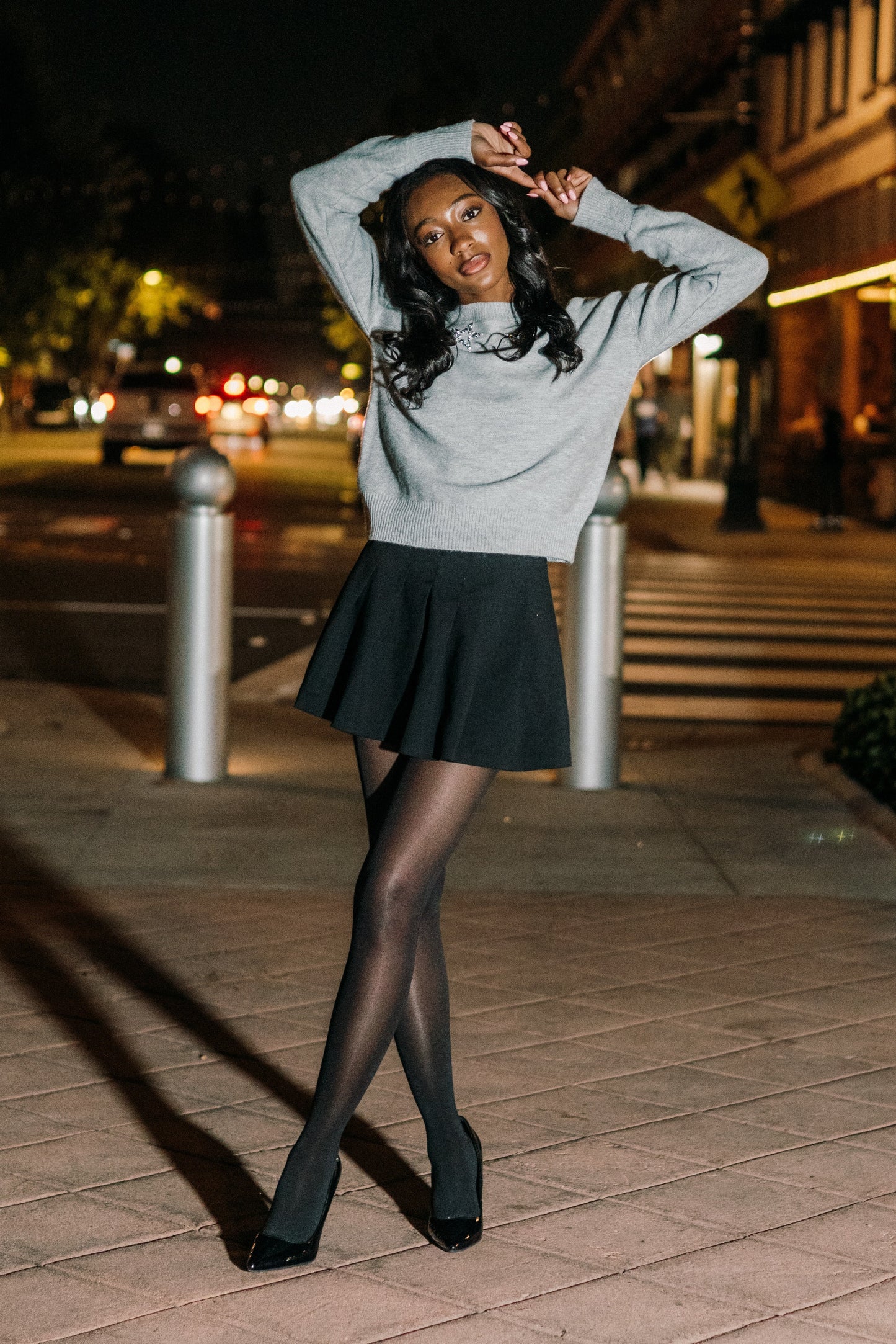 Crewneck Gray Silver Stars Sweater