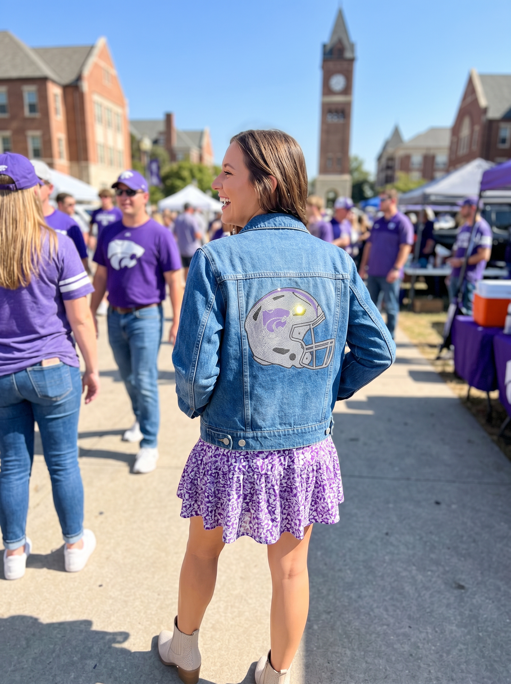 Kansas State Helmet Blue Denim Jacket