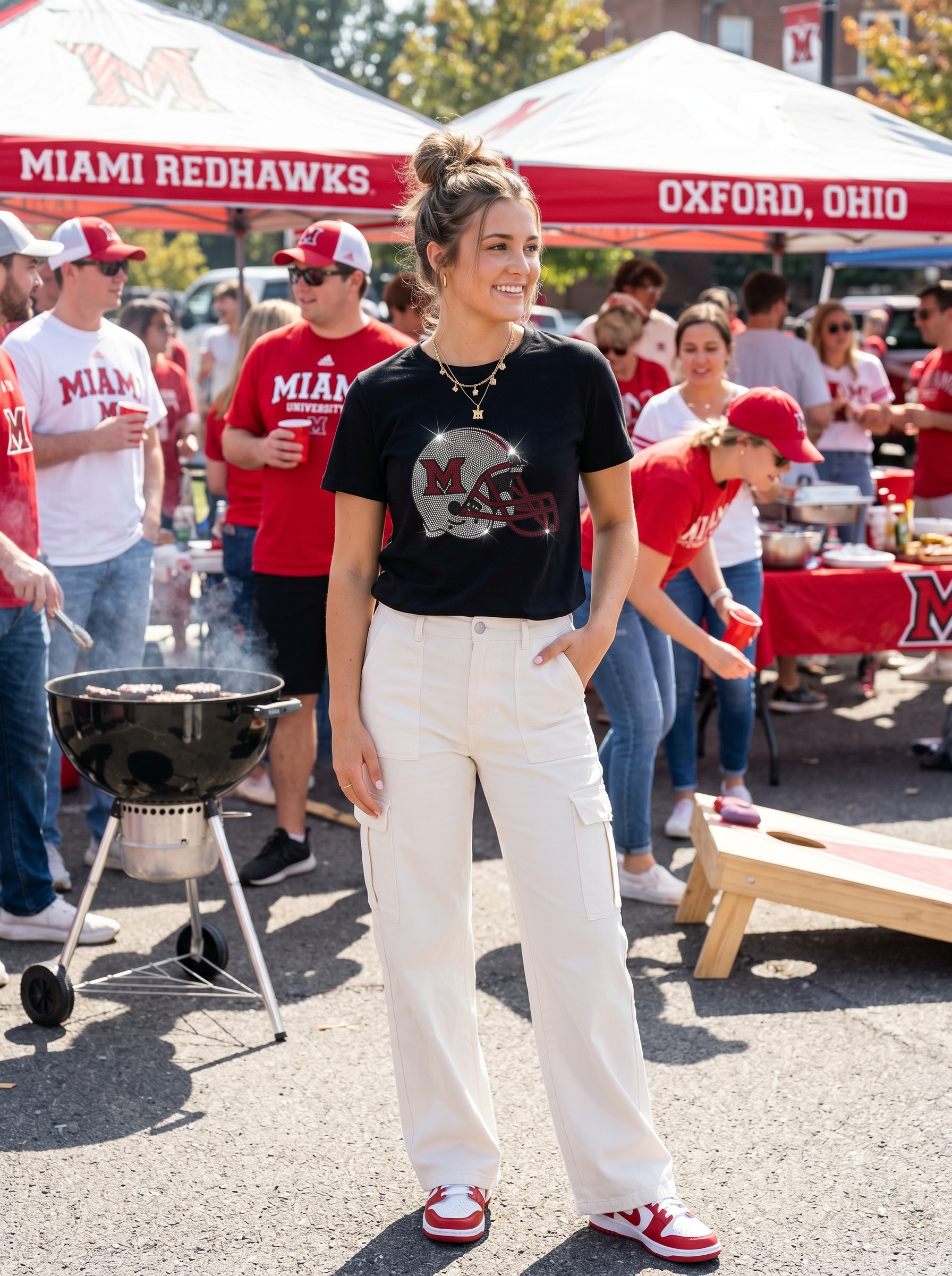 Miami of Ohio Helmet Black Crewneck Short Sleeve T-Shirt