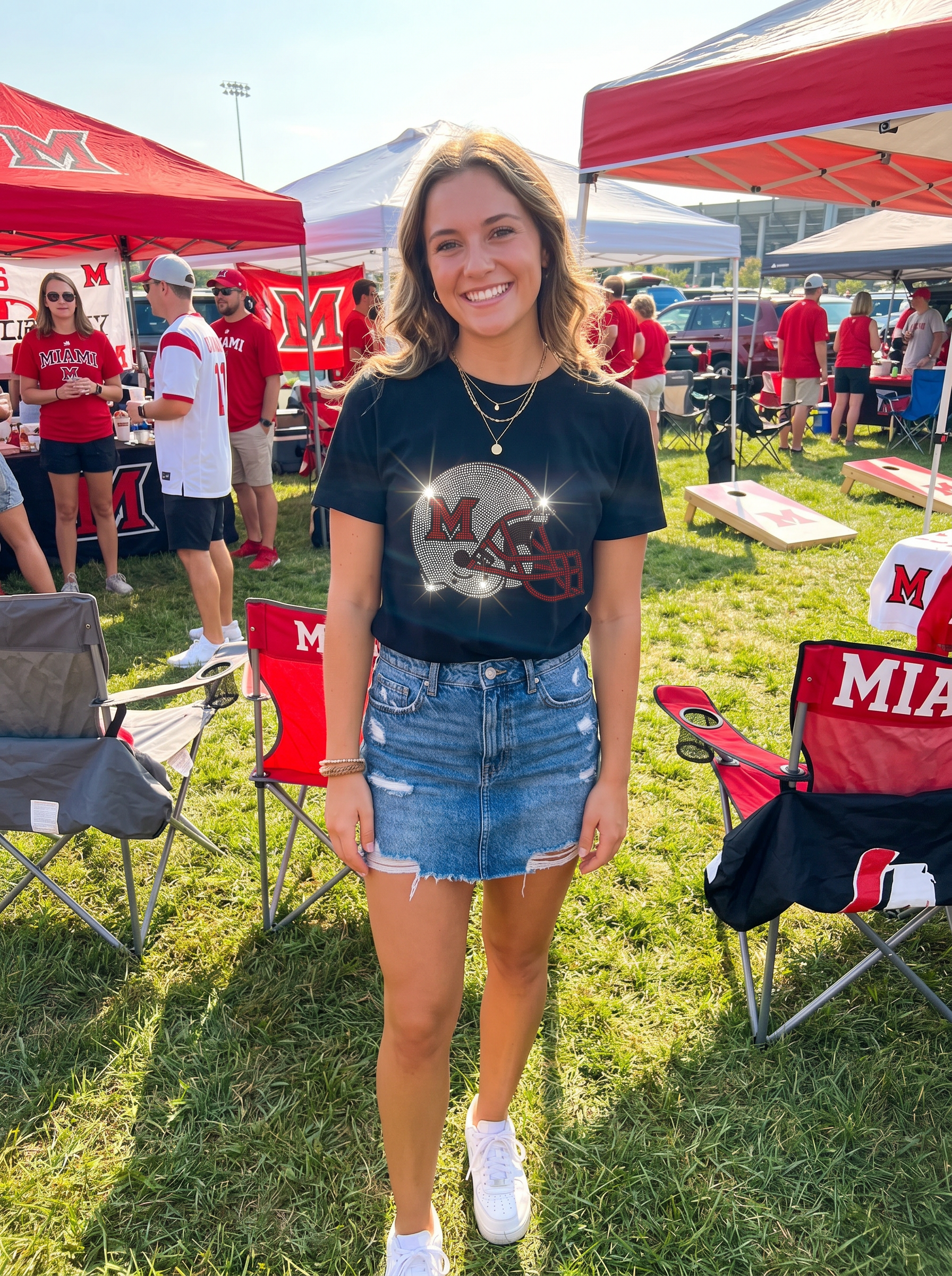 Miami of Ohio Helmet Black Crewneck Short Sleeve T-Shirt