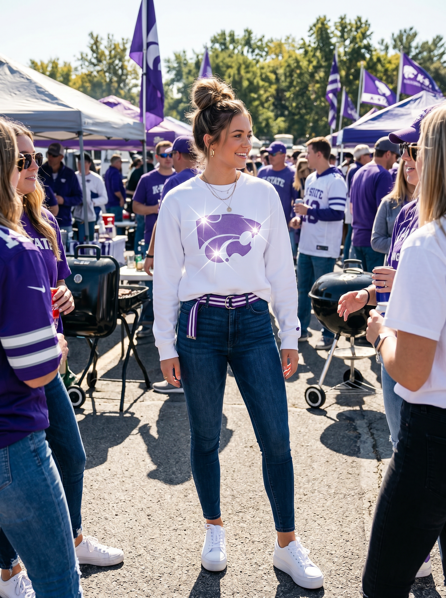 Kansas State Powercat White Crewneck Sweatshirt