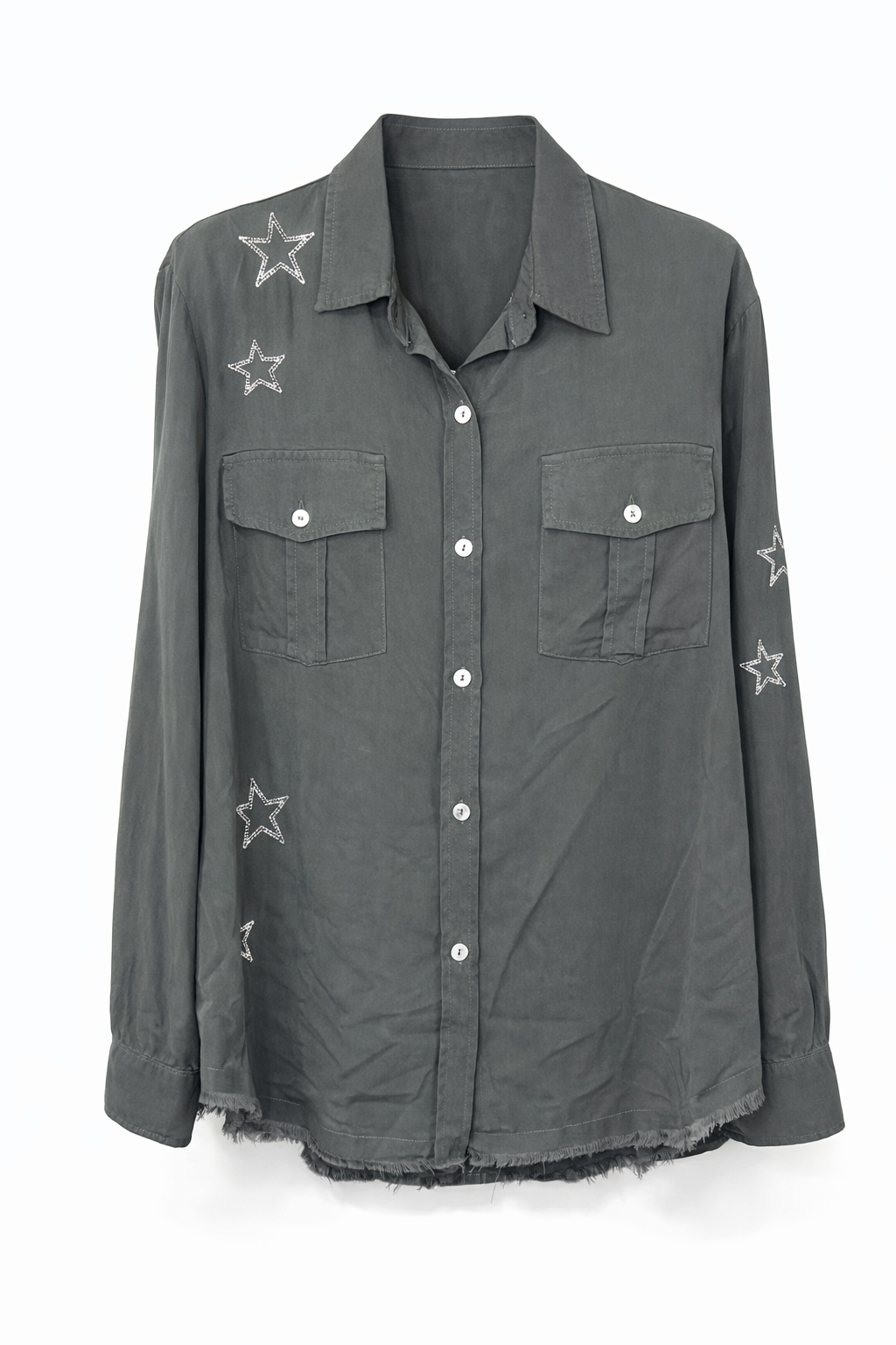 Hamsa Embroidered Gray Star Shirt
