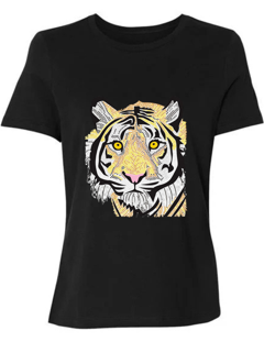 Tiger Face Black Crewneck Short Sleeve T-Shirt