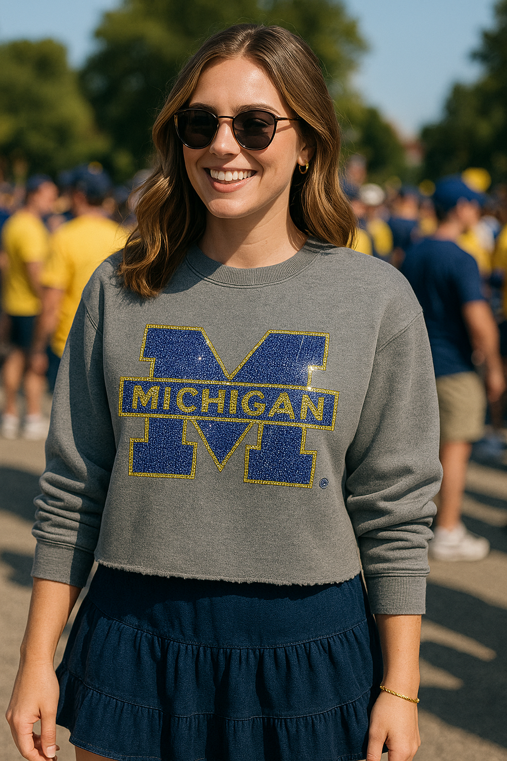 University of Michigan Block M Gray Crewneck Sweatshirt