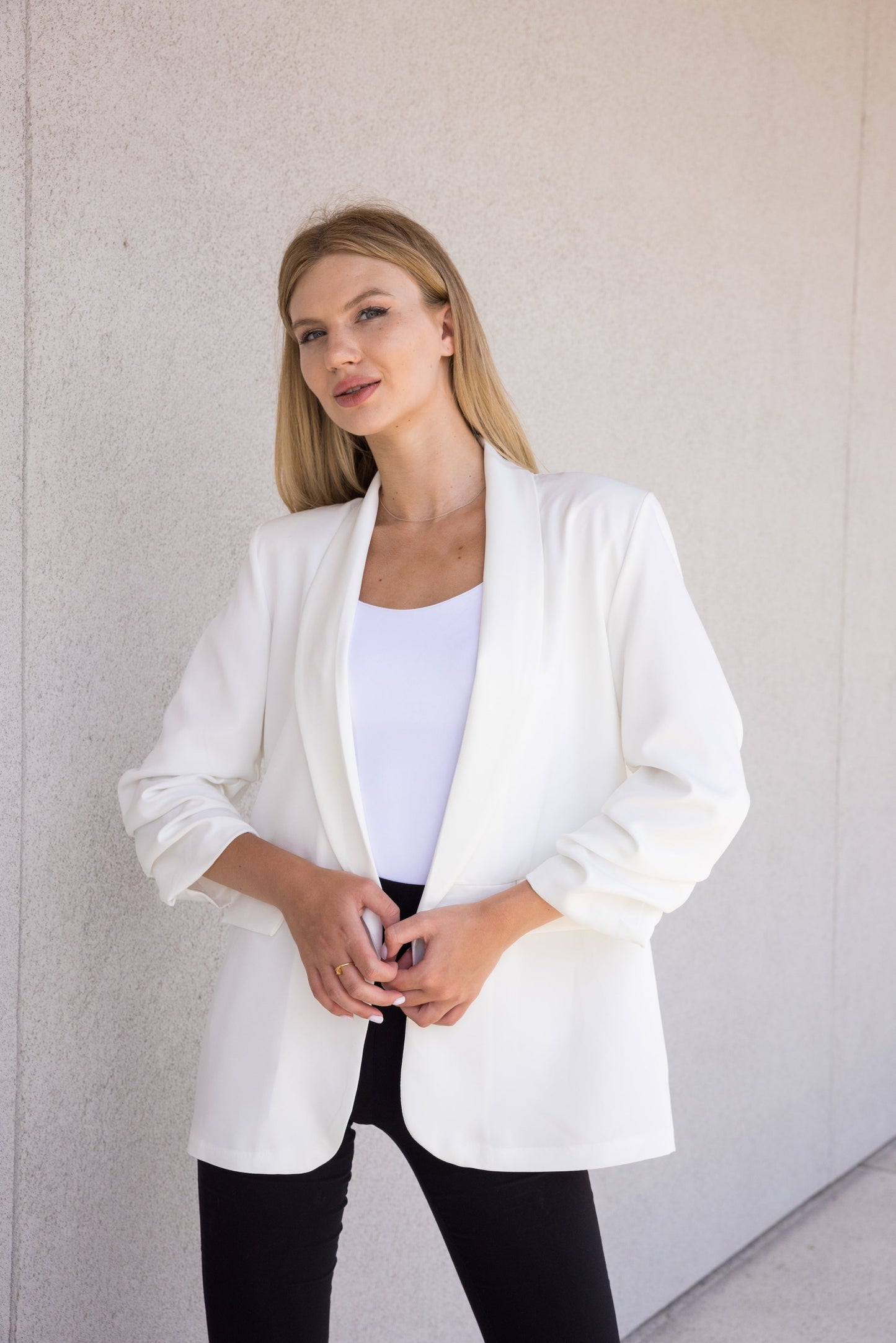 Game Day Blazer, Ruched White, Georgia State Panther Head