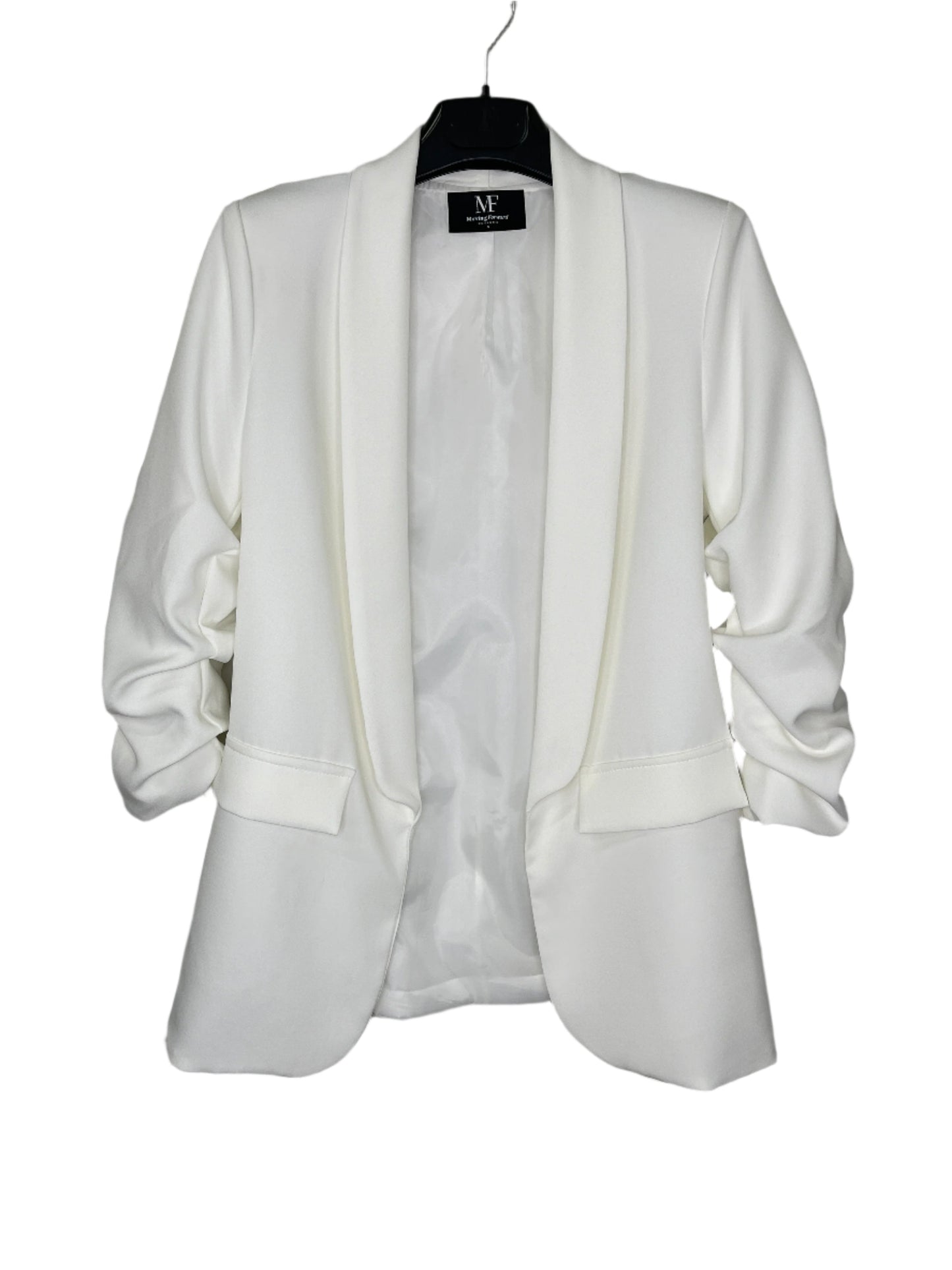 Blazer, Ruched White, Gold Queen Bee
