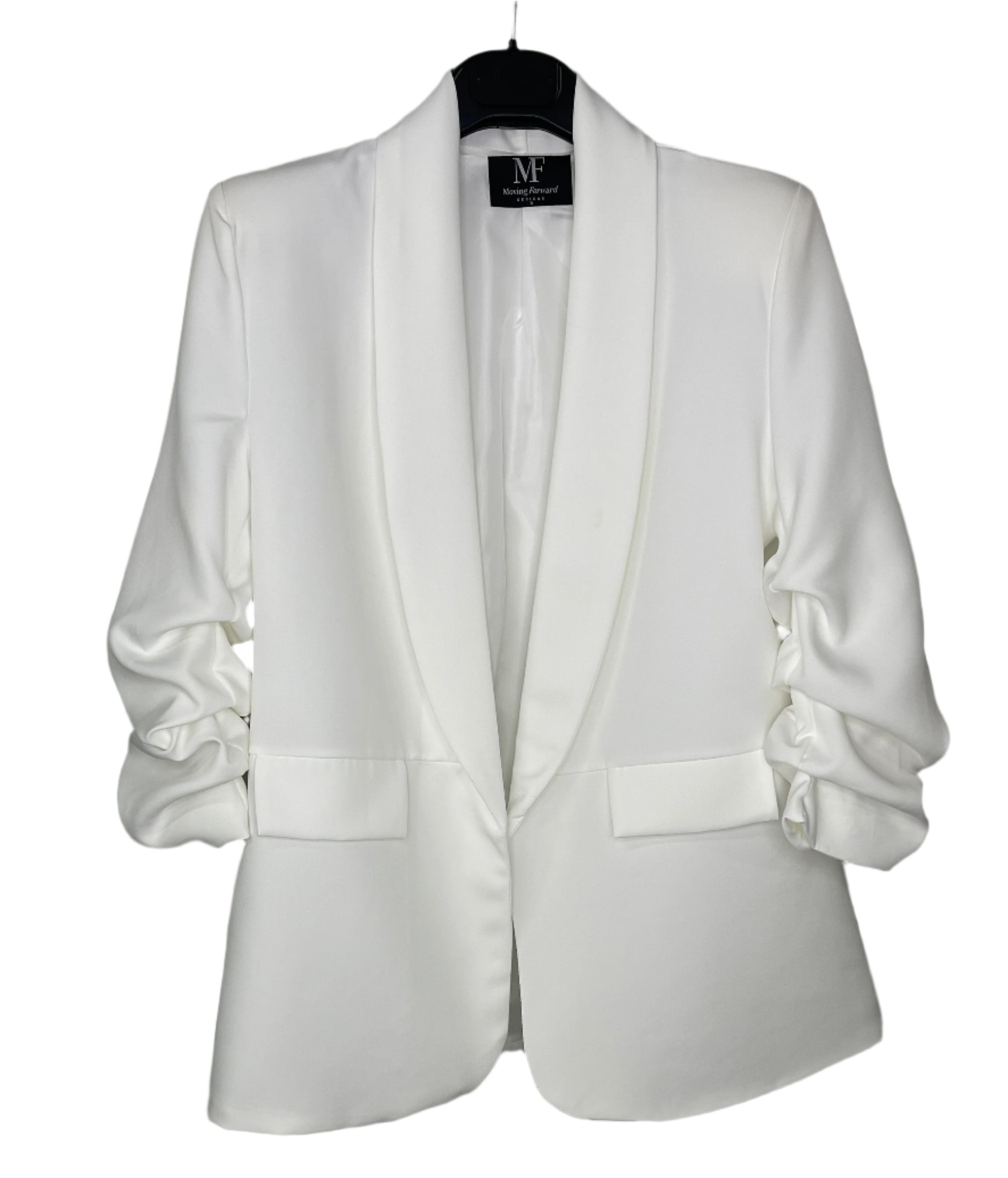 University of Kentucky Script White Ruched Sleeve Blazer